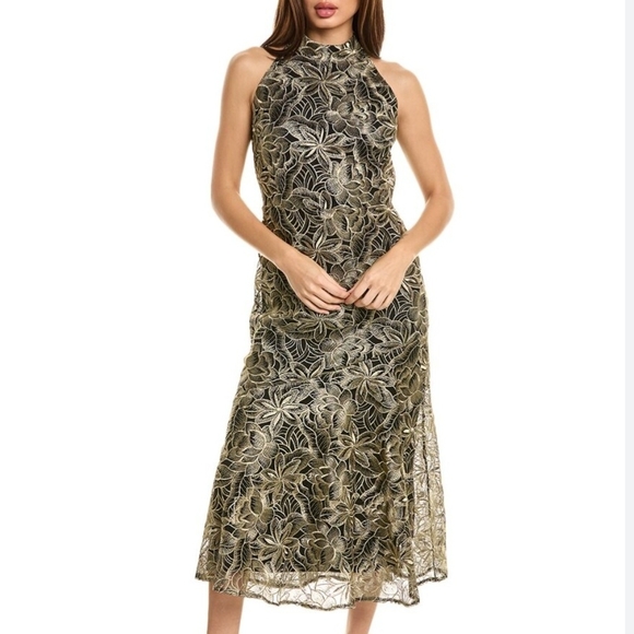 Sam Edelman Dresses & Skirts - Sam Edelman Metallic Floral Lace Midi Dress